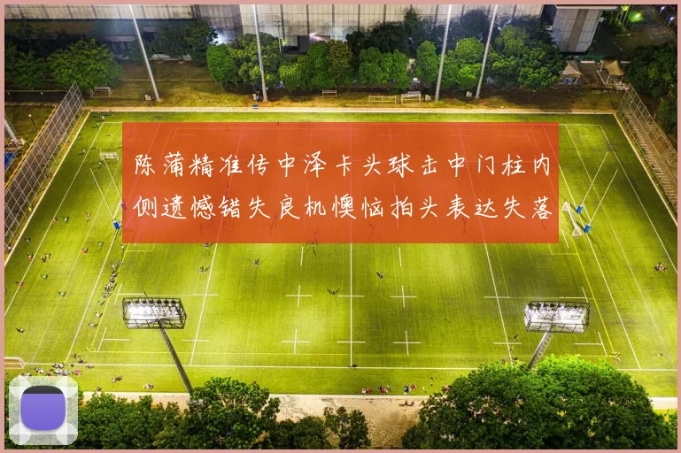 陈蒲精准传中泽卡头球击中门柱内侧遗憾错失良机懊恼拍头表达失落情绪